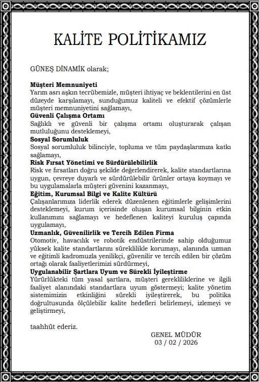 Kalite Politikamız